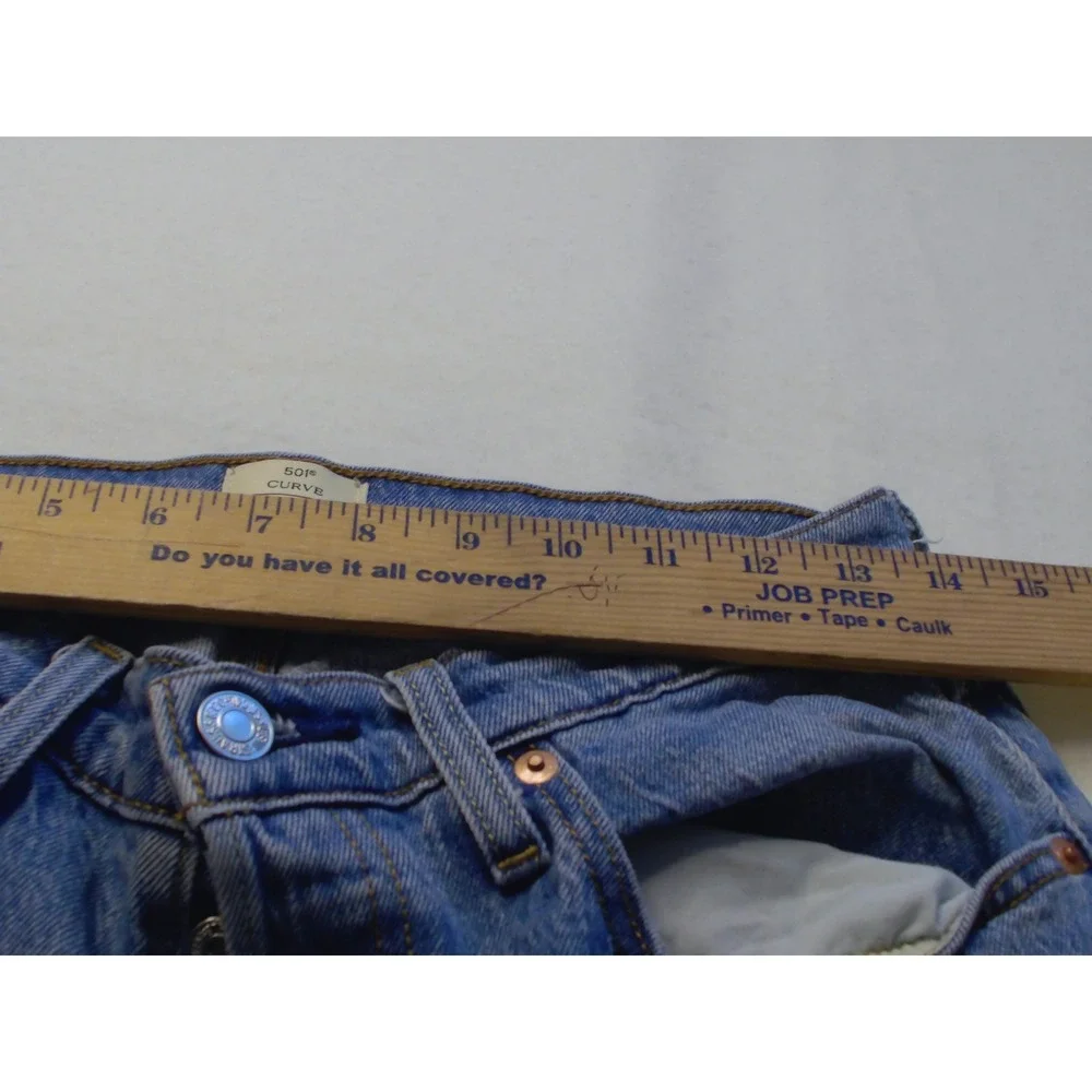Levis 501 Curve Womens Straight Leg Jeans Blue Medium Denim W30 L30‎ Button Fly
